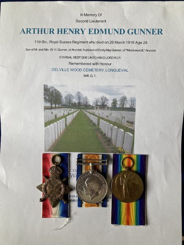 Royal Sussex Regiment Officer casualty medals